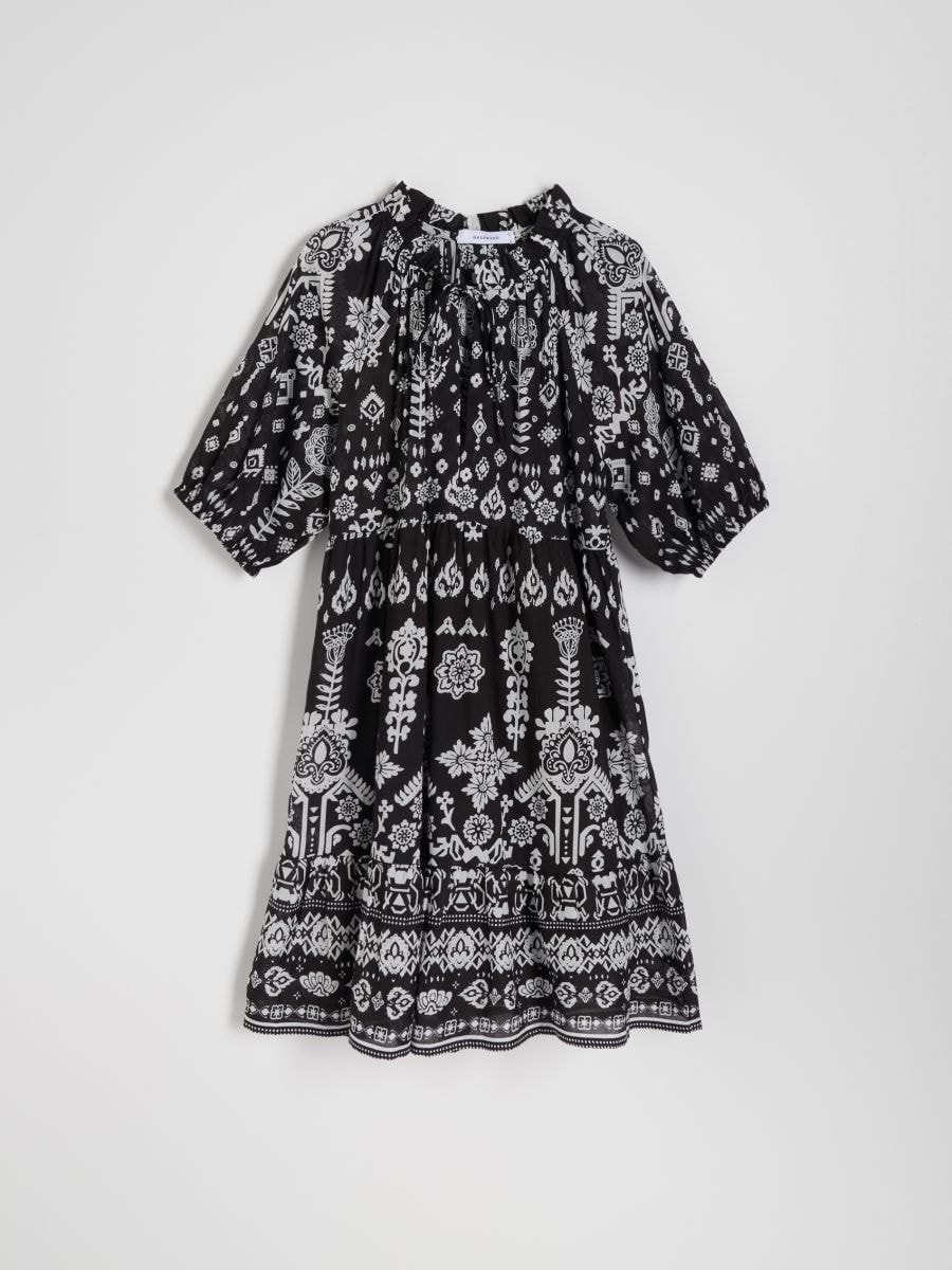 Abito oversize in cotone - bianco - RESERVED - 5