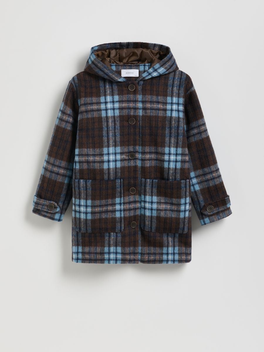 Single-breasted coat with wool blend - multicolor - RESERVED