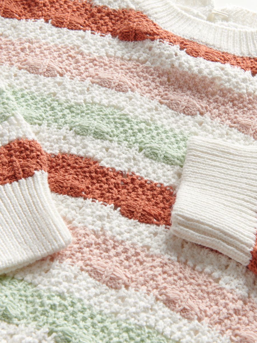Durchbrochener, gestreifter Pullover - bunt - RESERVED - 2