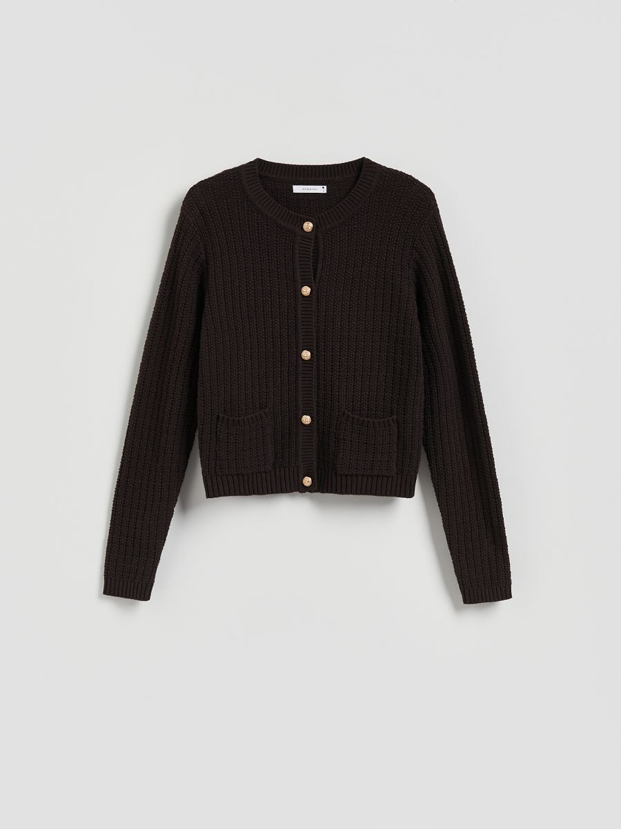 Cardigan with decorative buttons - brown - RESERVED