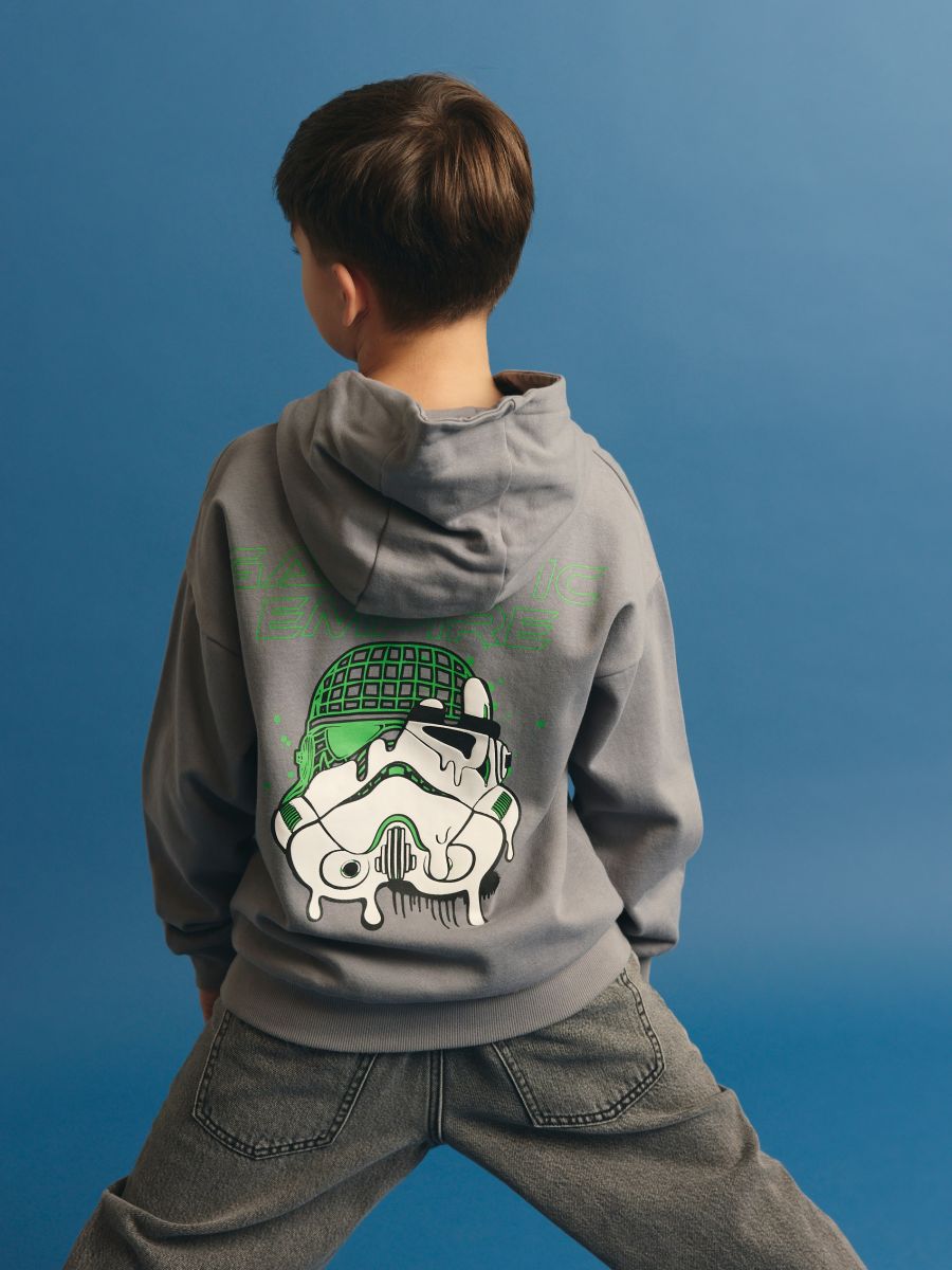 BOYS` SWEATSHIRT - MÖRKGRÅ - RESERVED