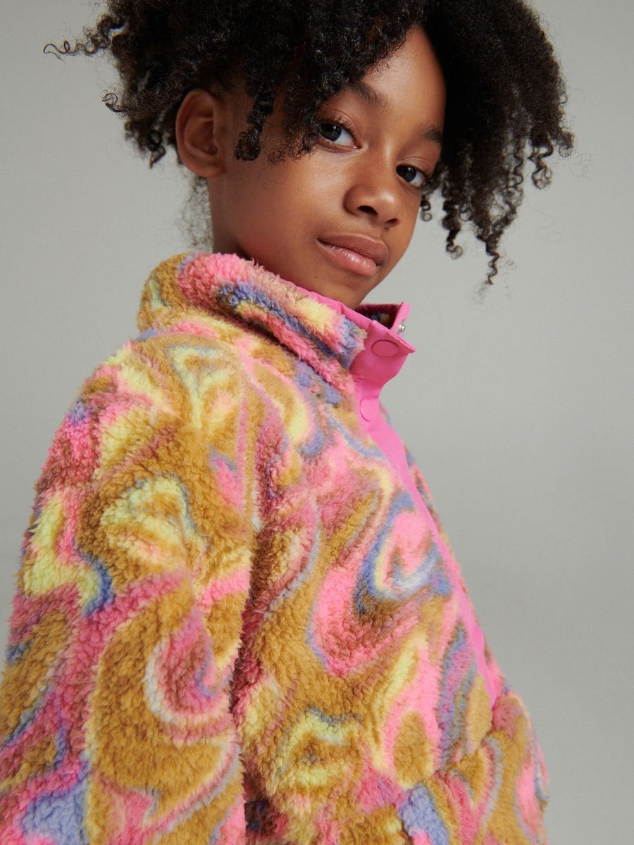 Patterned fleece sweatshirt - multicolor - RESERVED - 6