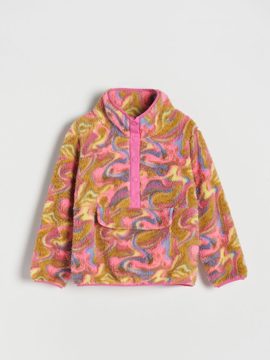 Patterned fleece sweatshirt - multicolor - RESERVED - 2