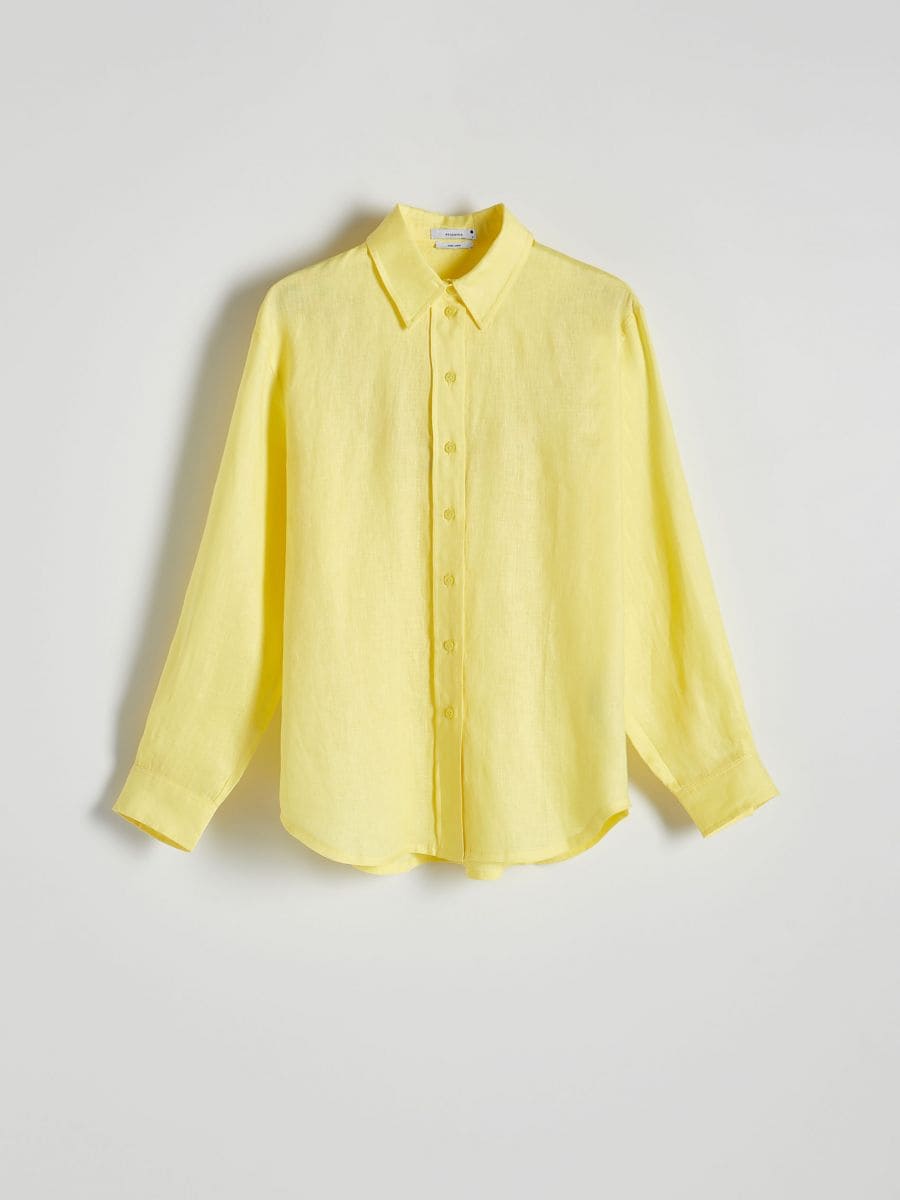 Koszula z lnu - żółty - RESERVED