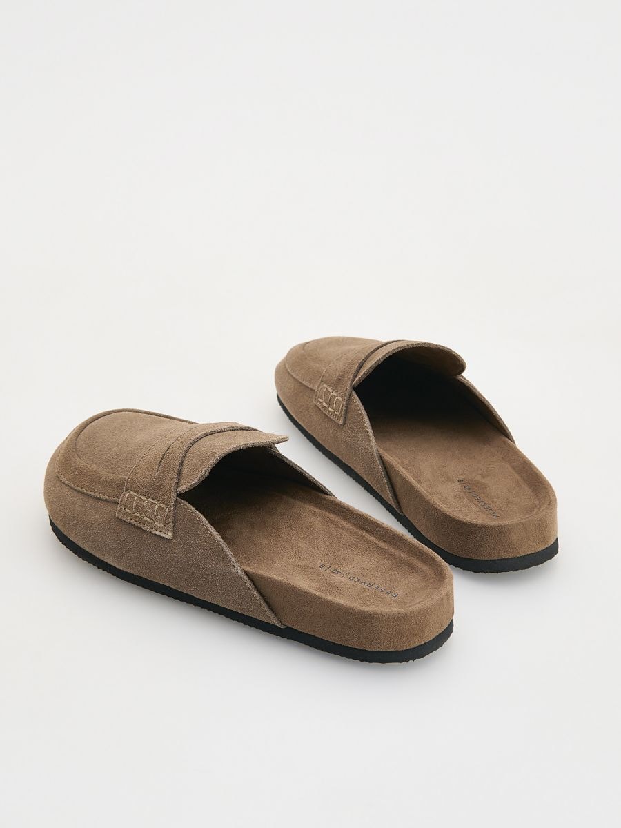 Mules en daim avec nœud - Marron - RESERVED - 3