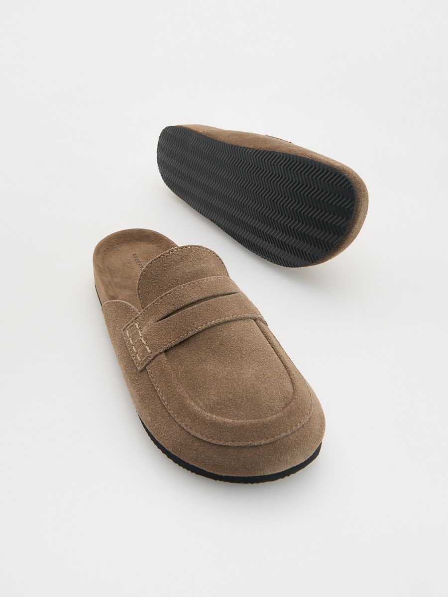 Mules en daim avec nœud - Marron - RESERVED - 4