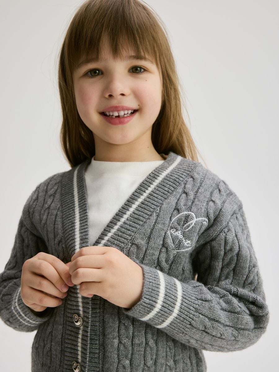 Cardigan with contrasting inserts - dark grey - RESERVED - 4
