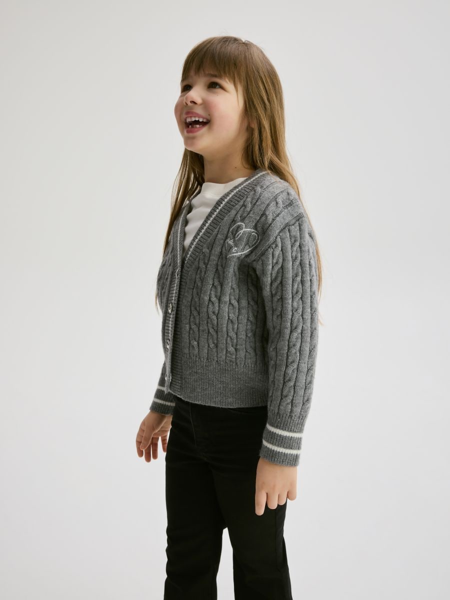 Cardigan with contrasting inserts - dark grey - RESERVED - 5