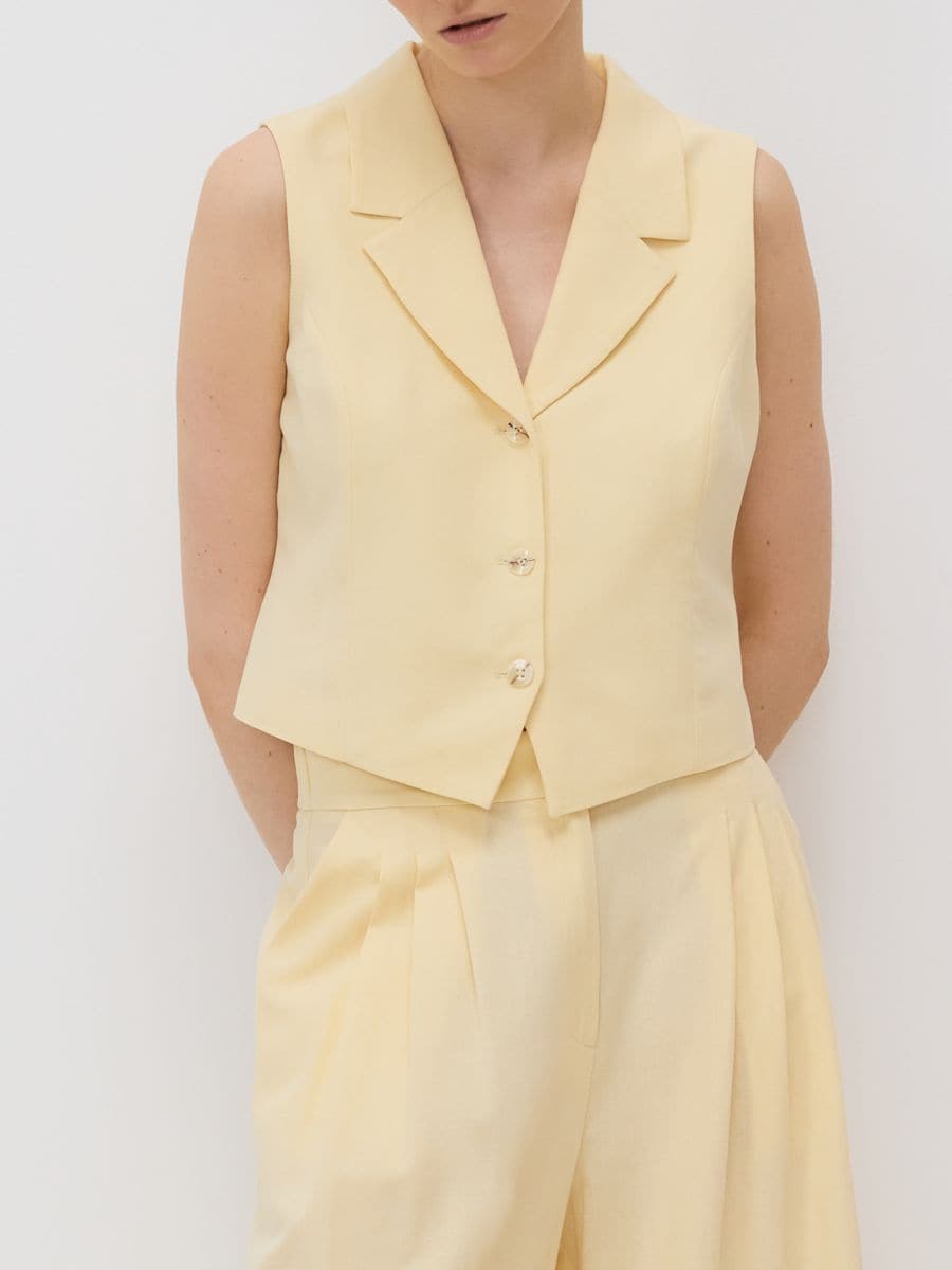 Vest with linen blend - light yellow - RESERVED - 2