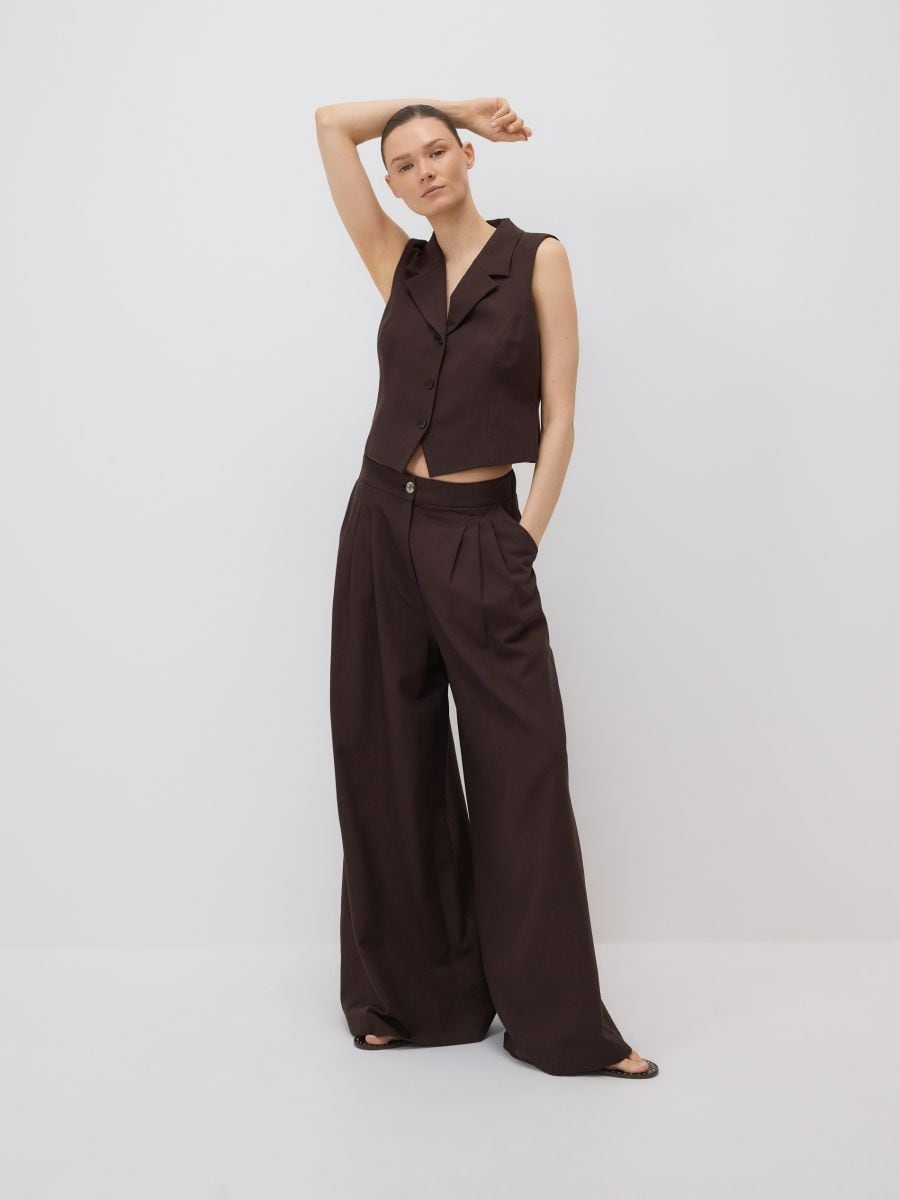 Vest with linen blend - dark brown - RESERVED - 3