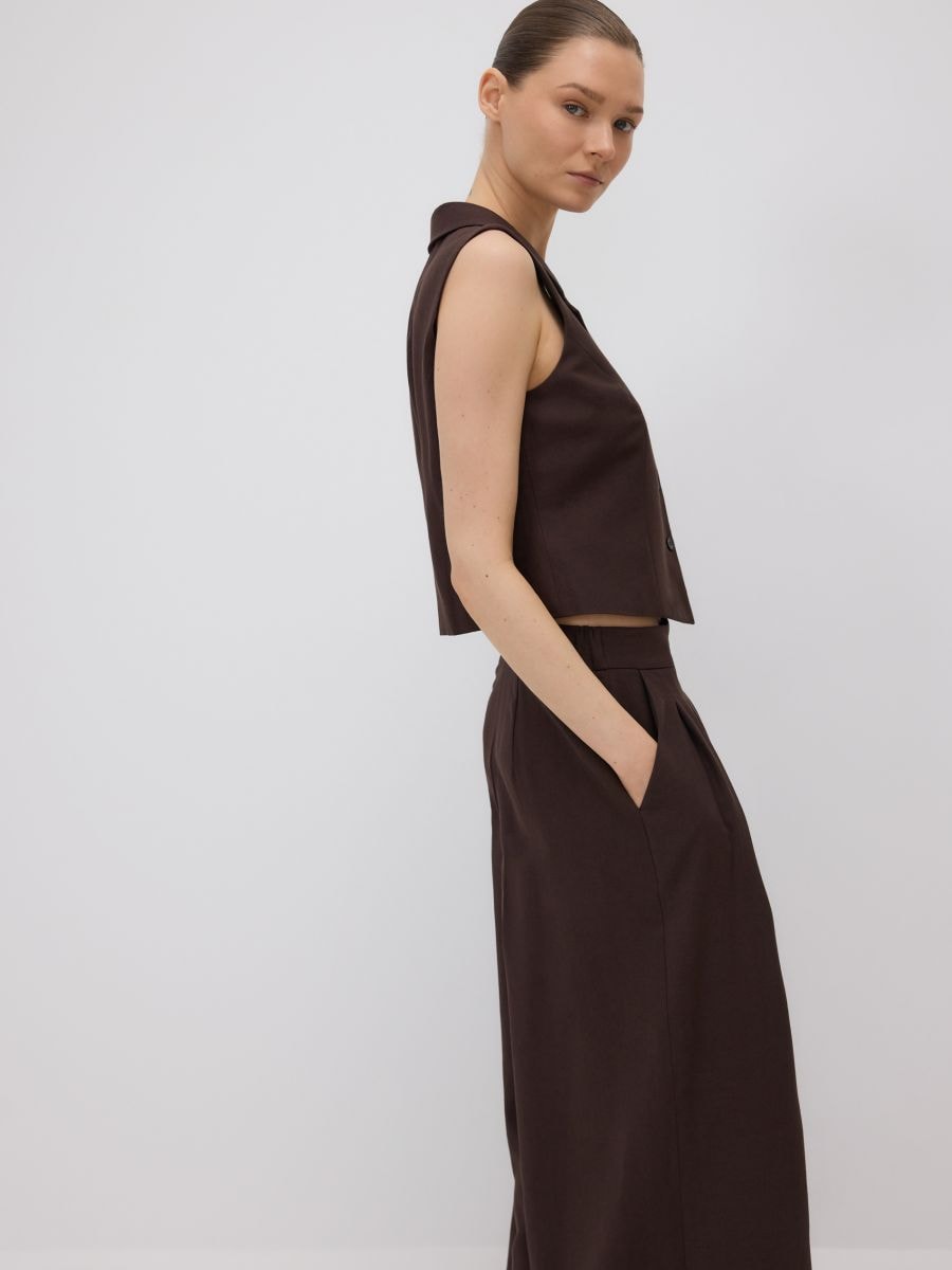 Vest with linen blend - dark brown - RESERVED - 4