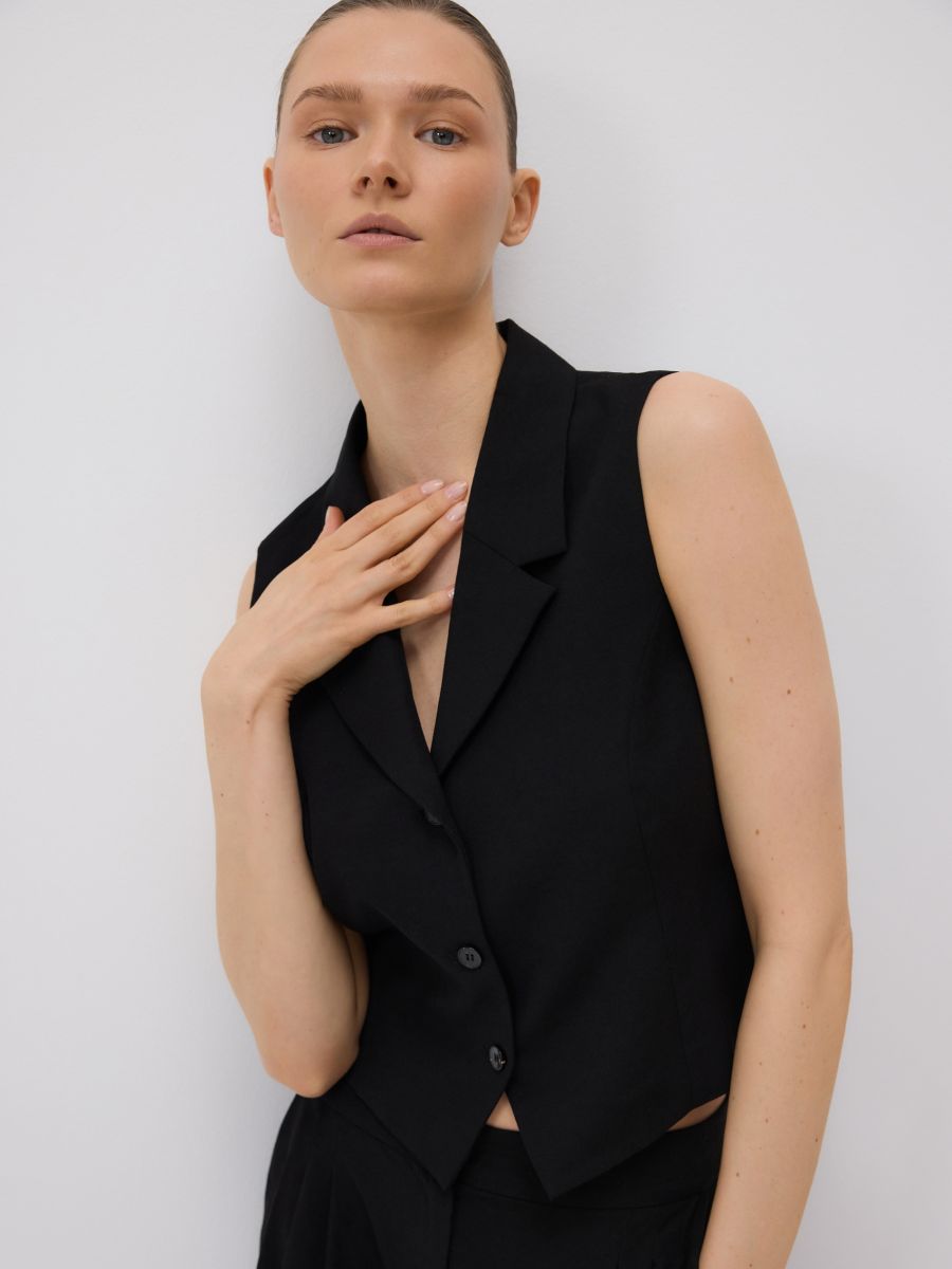 Vest with linen blend - black - RESERVED - 4