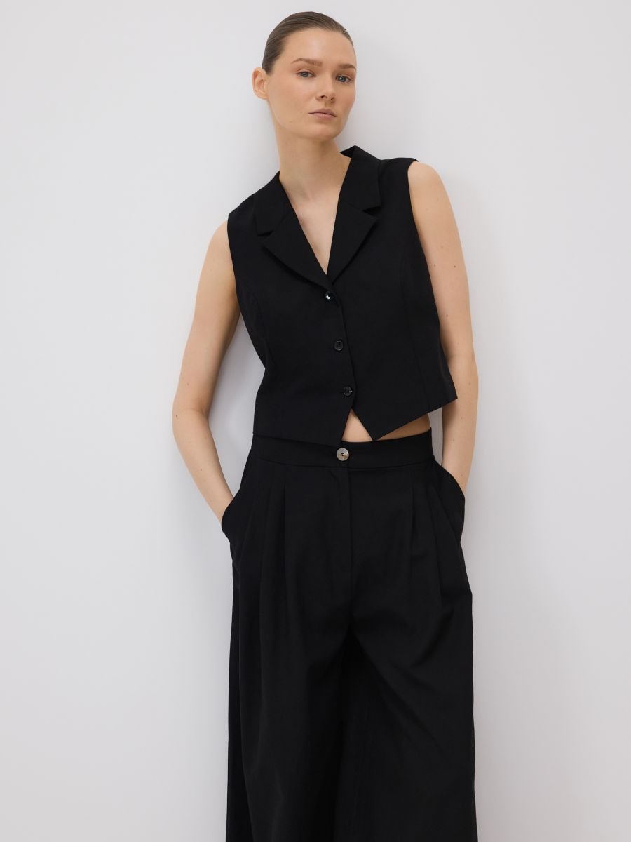Vest with linen blend - black - RESERVED - 3