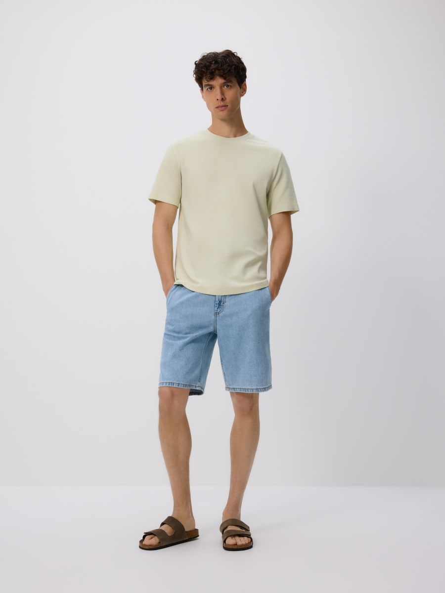 Regular fit structural fabric T-shirt - pale green - RESERVED