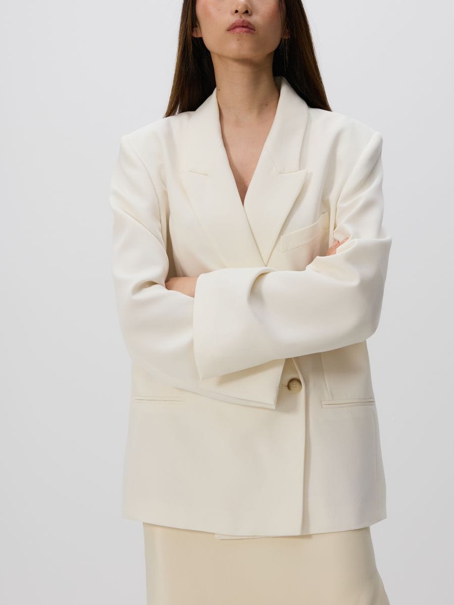 Viscose blend blazer - cream - RESERVED - 5