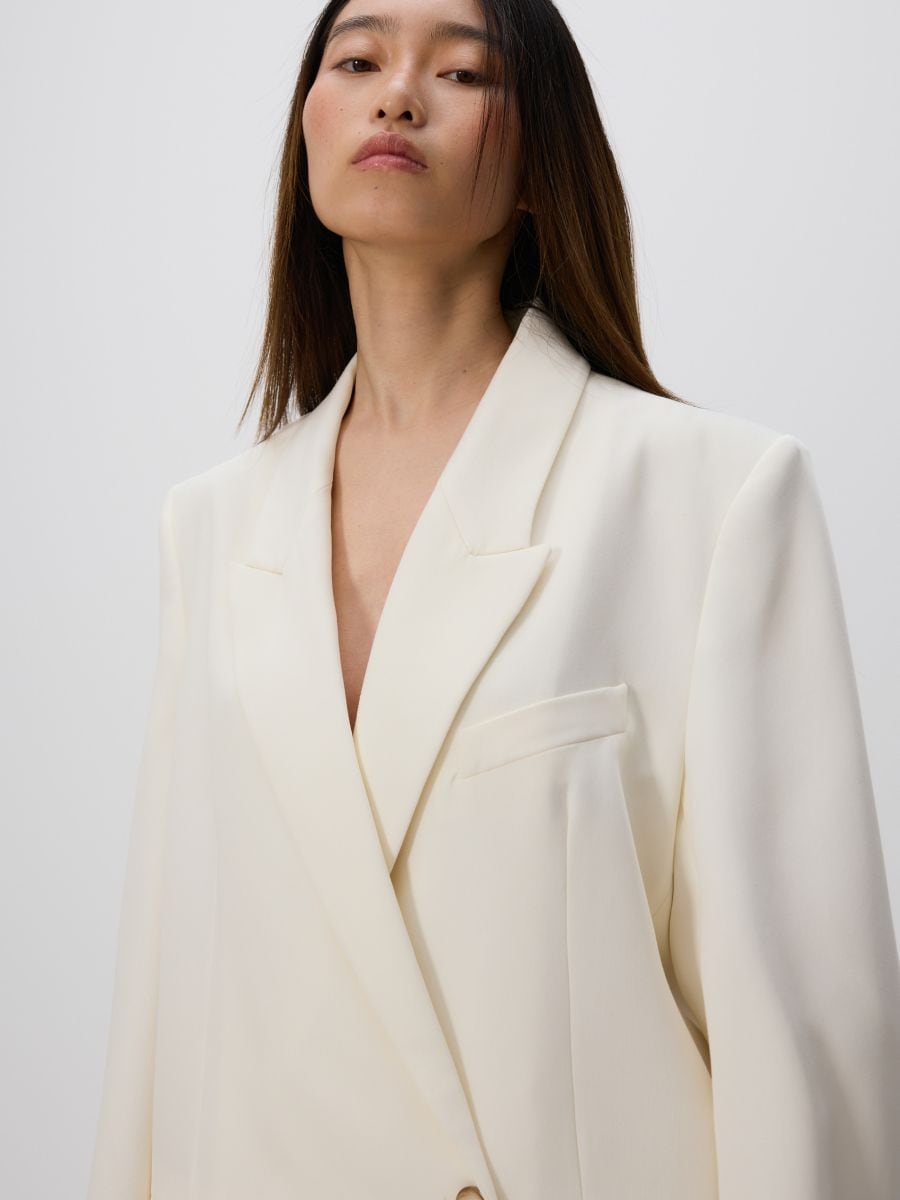 Viscose blend blazer - cream - RESERVED