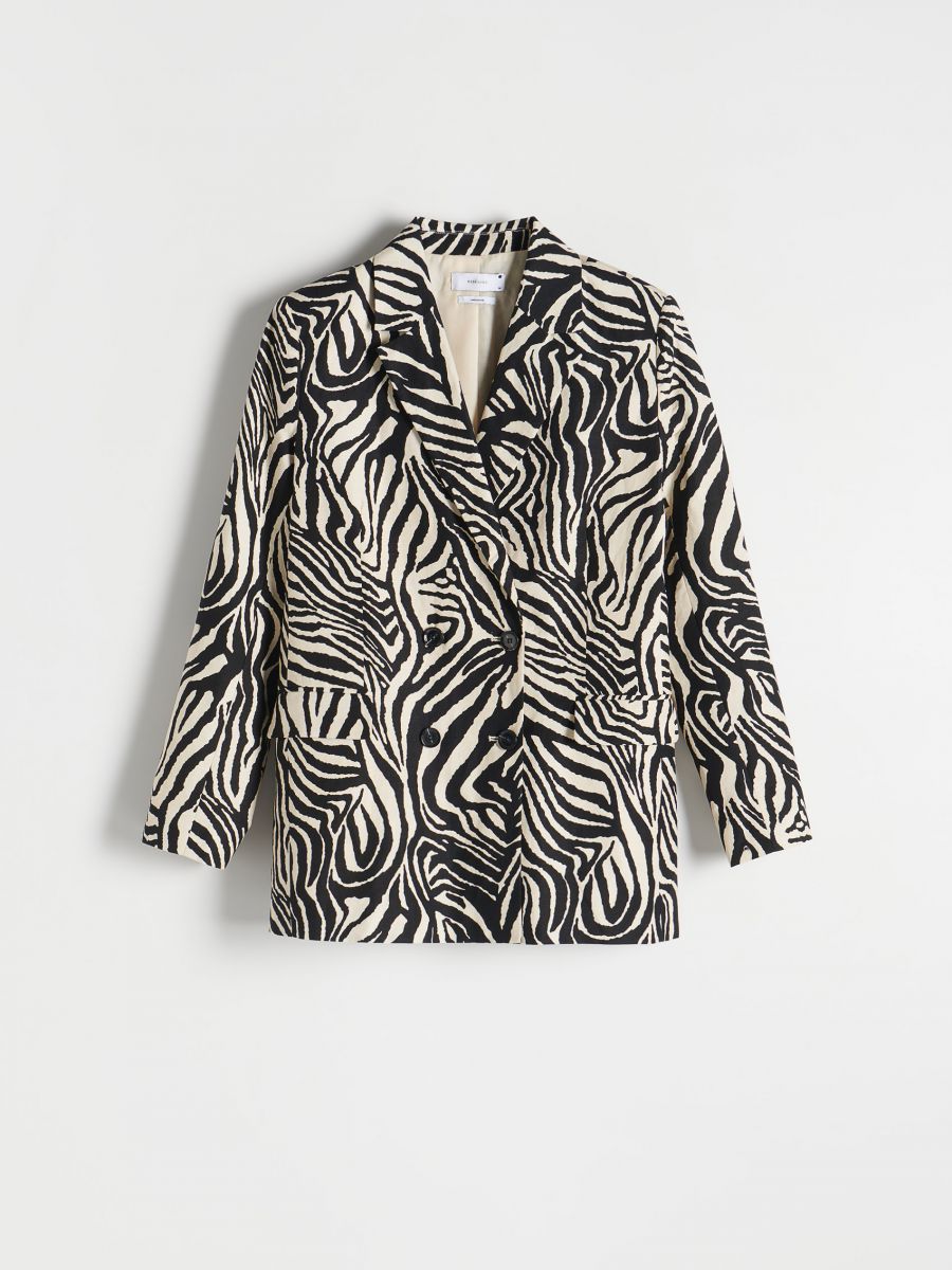 Linen rich blazer with viscose blend - multicolor - RESERVED - 4