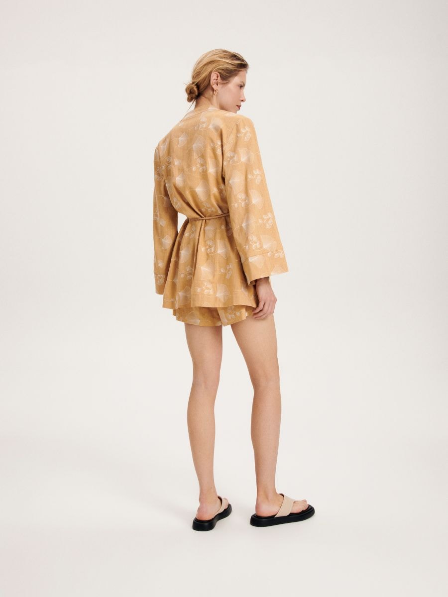Embroidered kimono with linen blend - multicolor - RESERVED - 4
