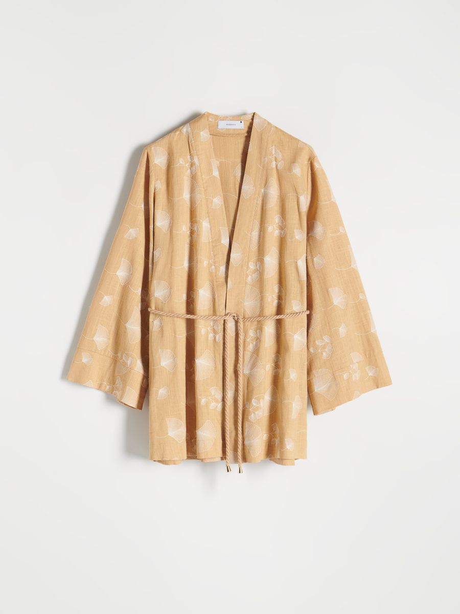 Embroidered kimono with linen blend - multicolor - RESERVED - 6