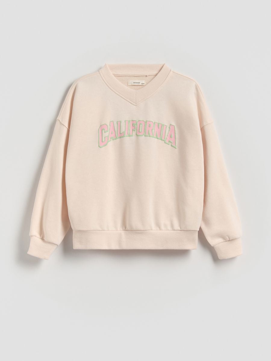 Sweatshirt with embossed lettering - pastel pink - RESERVED