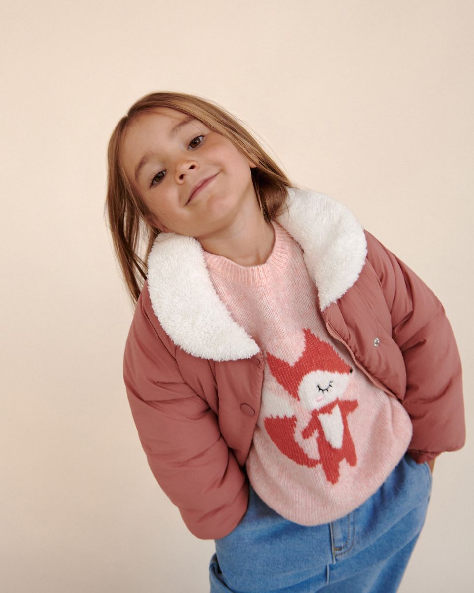 Fox motif jumper - pastel pink - RESERVED - 4