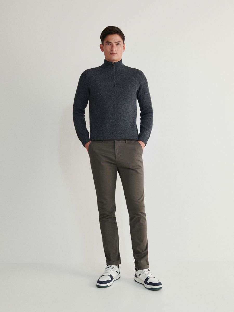 Chino-püksid slim fit - tumehall - RESERVED