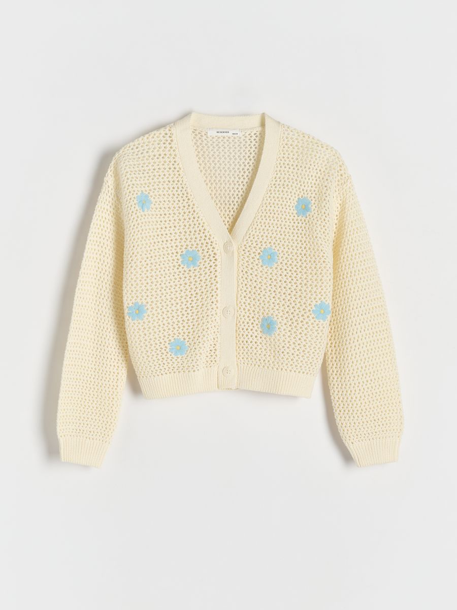 Embroidered openwork cardigan - cream - RESERVED - 3