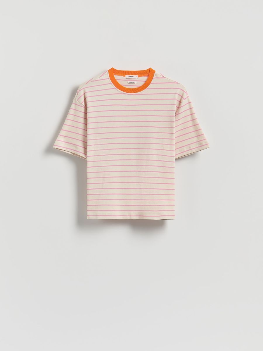 T-shirt w paski - różowy - RESERVED
