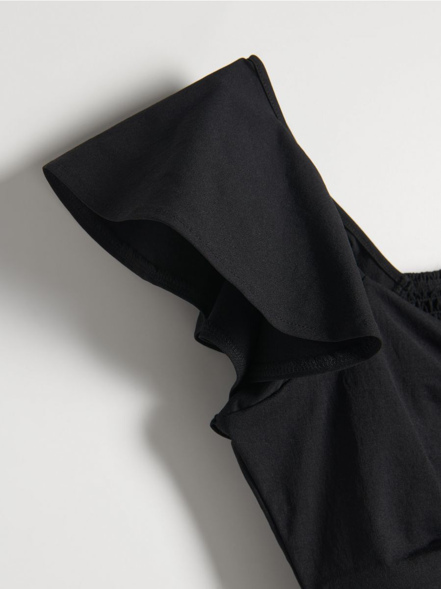 Crop top with ruffles - black - RESERVED - 4