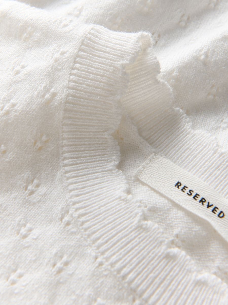 Pull ajouré à manches courtes - crème - RESERVED - 4