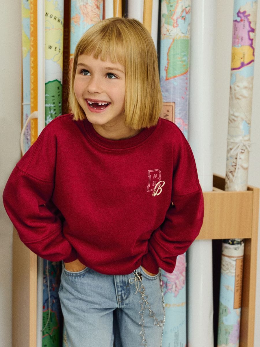 Sweat-shirt avec petit imprimé - maroon - RESERVED