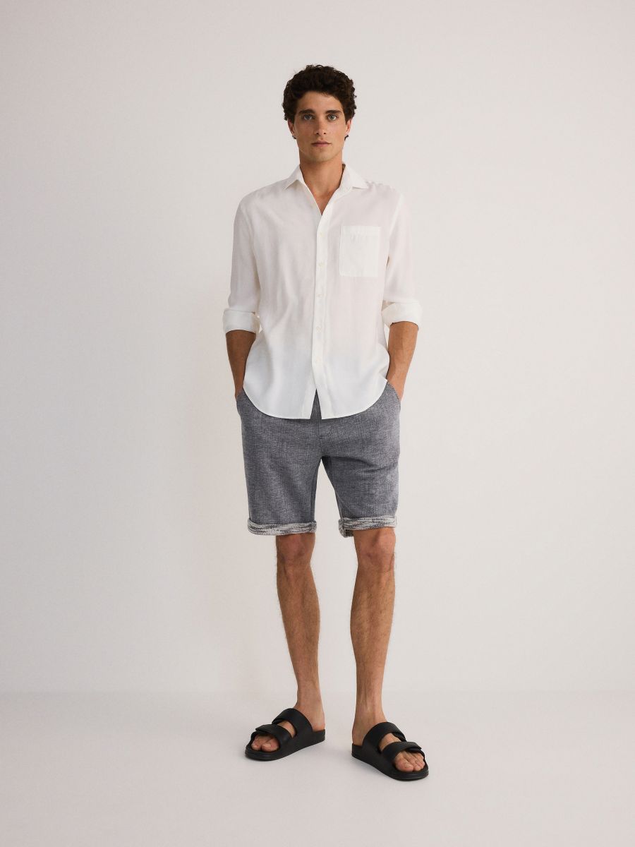 Regular structural fabric shorts - navy - RESERVED - 2