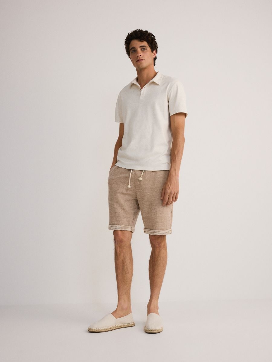 Regular structural fabric shorts - brown - RESERVED - 3