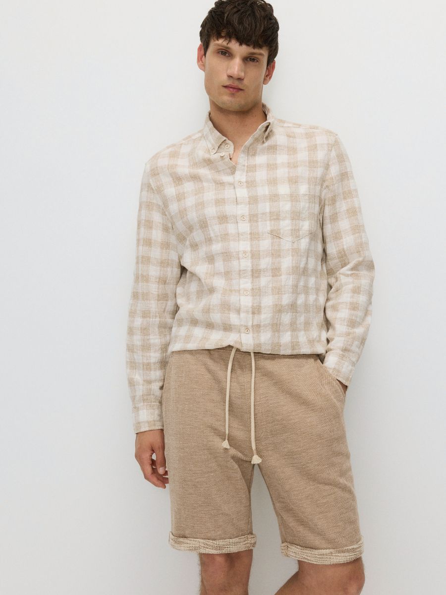 Regular structural fabric shorts - brown - RESERVED - 2