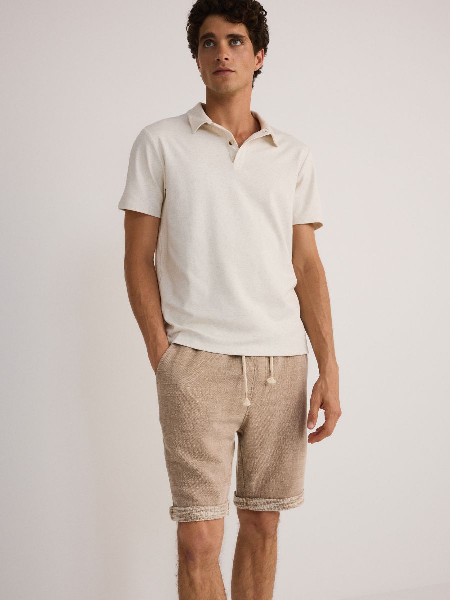 Regular structural fabric shorts - brown - RESERVED - 4