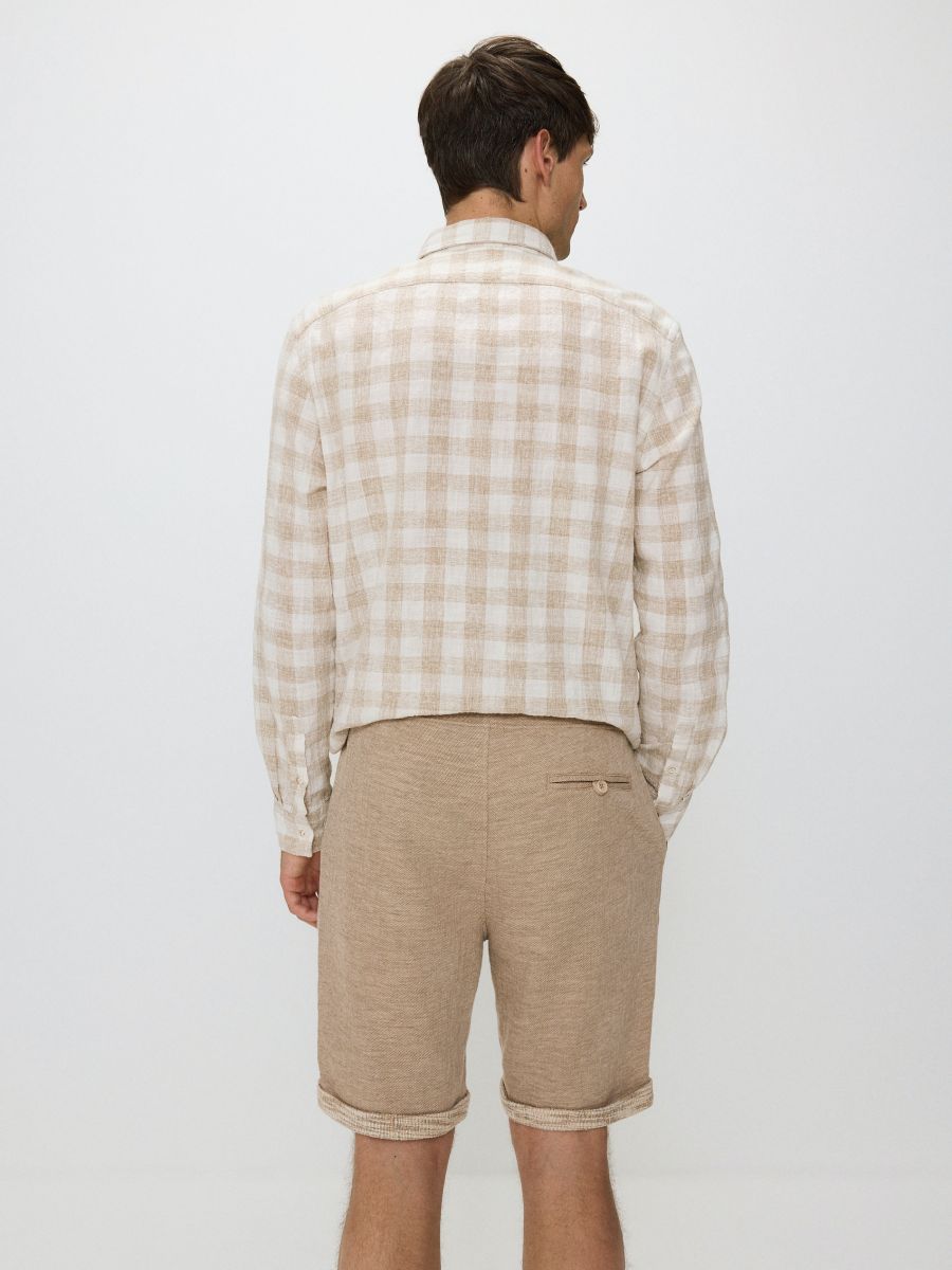 Regular structural fabric shorts - brown - RESERVED - 3