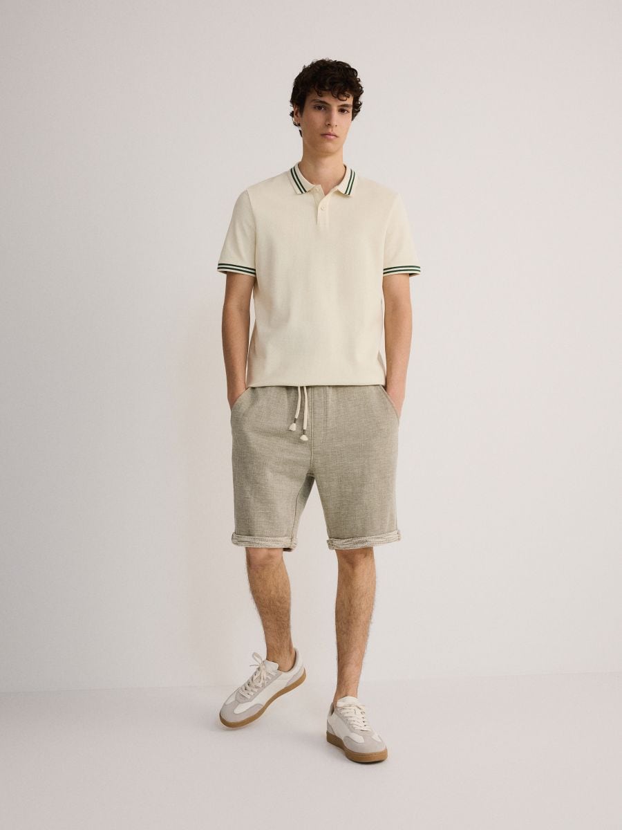 Regular structural fabric shorts - dusty green - RESERVED - 4