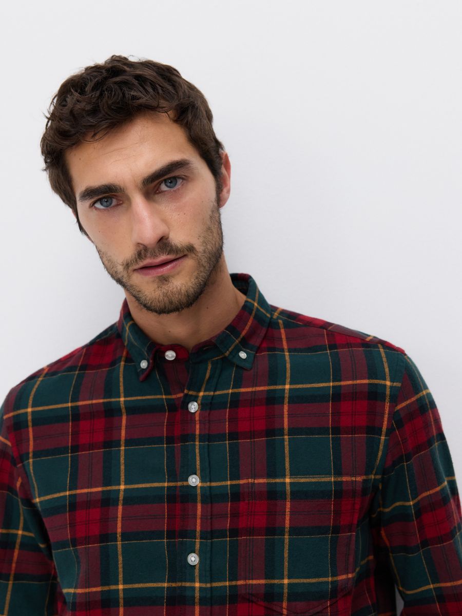 Regular fit check shirt - maroon - RESERVED - 2