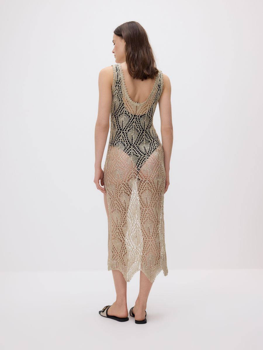 Cache-maillot de plage long avec sequins. - Doré - RESERVED - 4