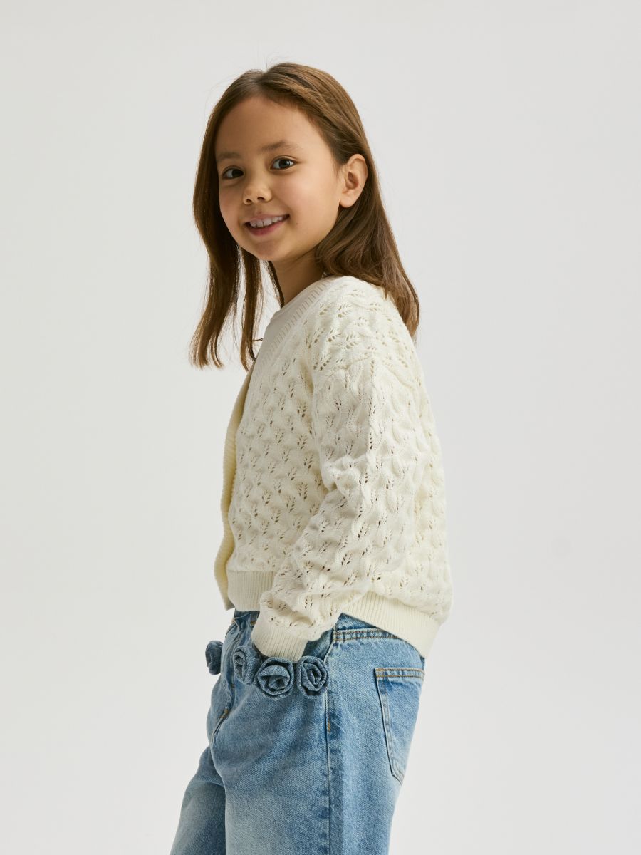 Strickjacke mit Lochmuster - creme - RESERVED - 5