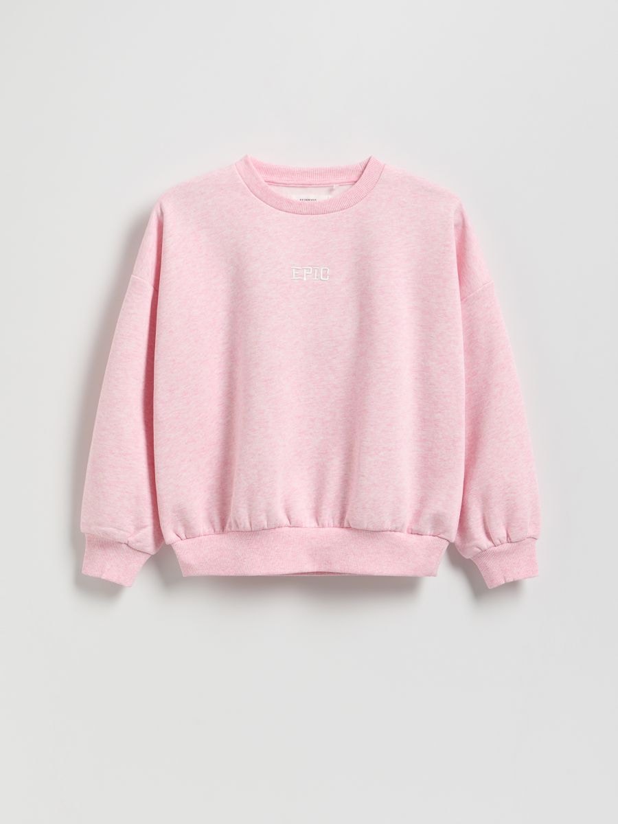 Hoodie with embroidered slogan - pink - RESERVED