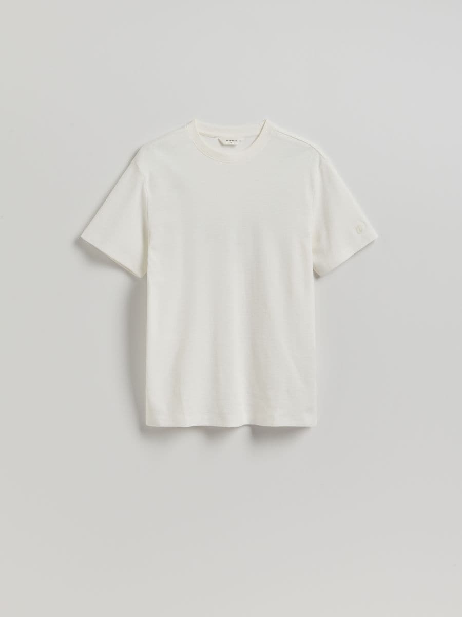 Comfort fit structural fabric T-shirt - cream - RESERVED