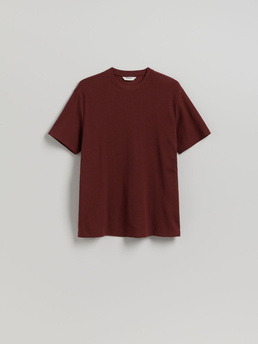 Comfort fit structural fabric T-shirt - maroon - RESERVED