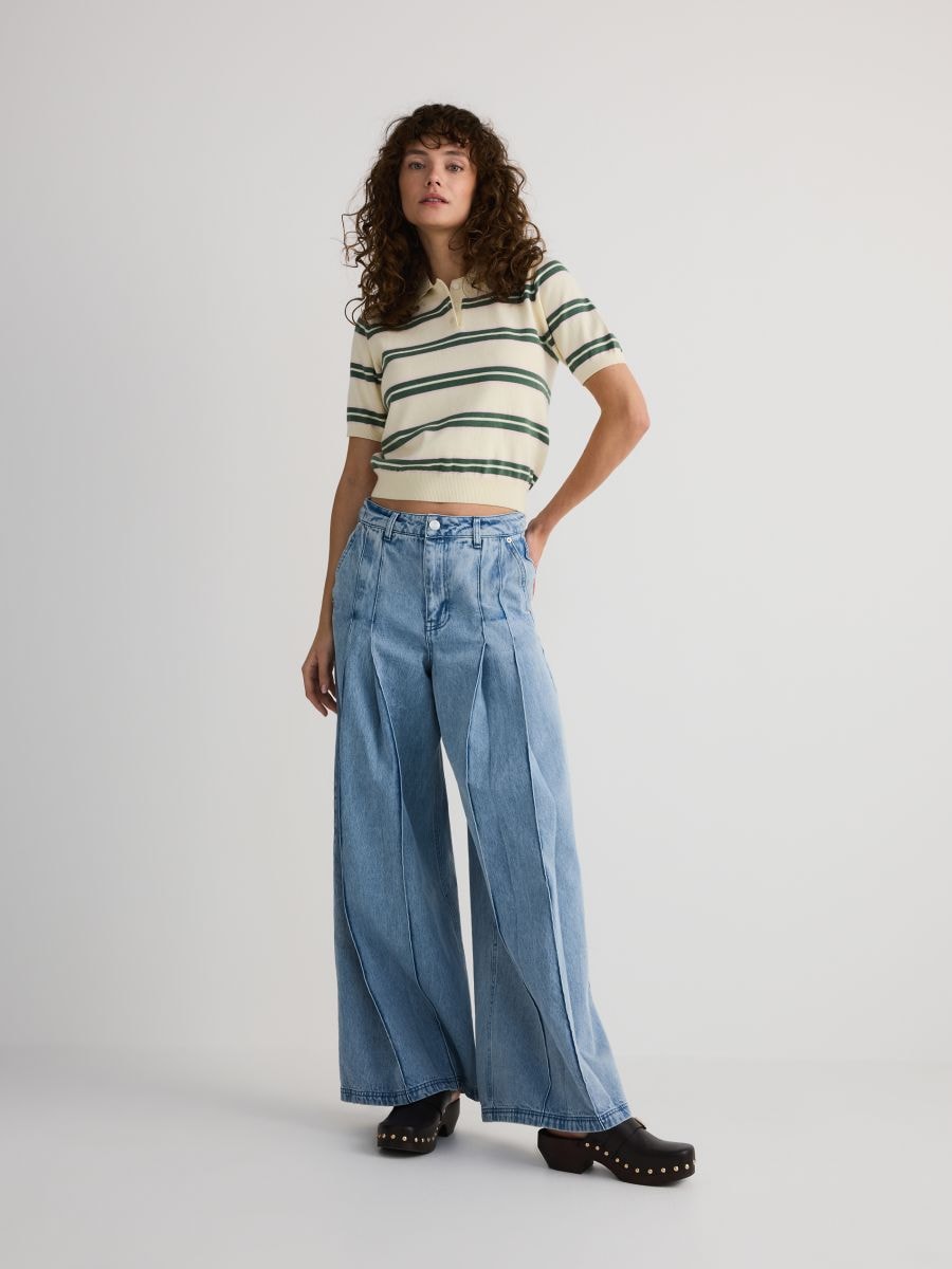 Knit top with collar - multicolor - RESERVED - 4