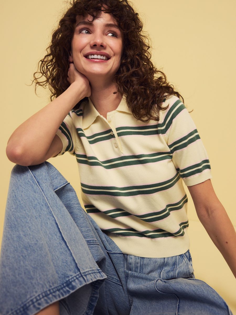 Knit top with collar - multicolor - RESERVED - 5