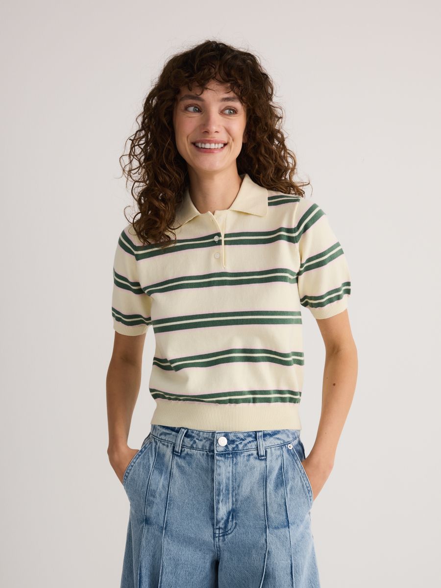 Knit top with collar - multicolor - RESERVED - 3