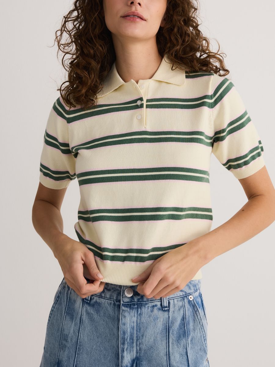 Knit top with collar - multicolor - RESERVED - 4