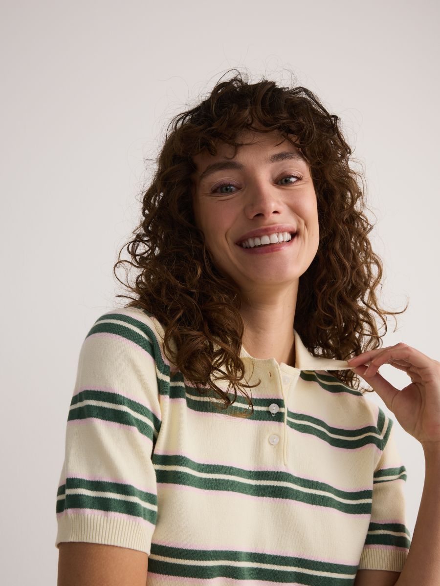 Knit top with collar - multicolor - RESERVED - 2