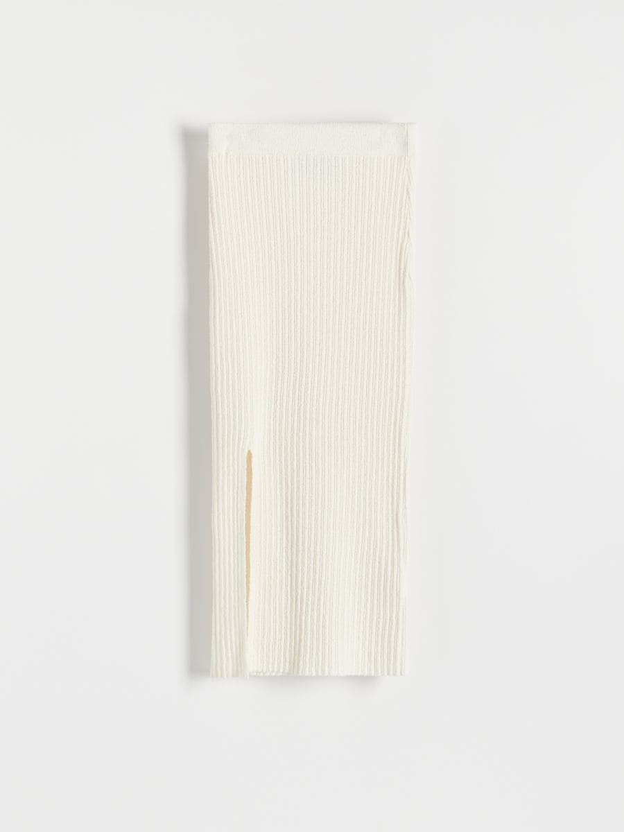 Midi skirt with split - nude - RESERVED - 3