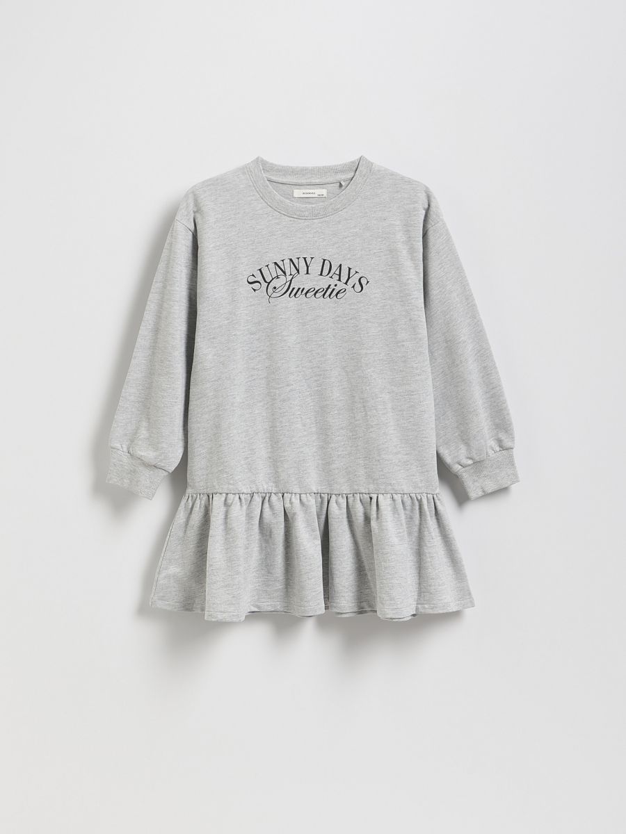 Printed cotton dress - light grey - RESERVED